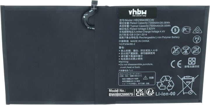 vhbw Akku kompatibel mit Huawei Mediapad CMR-AL09, CMR-AL19, CMR-W109, CMR-W19, M5, M5 10.8 Tablet P
