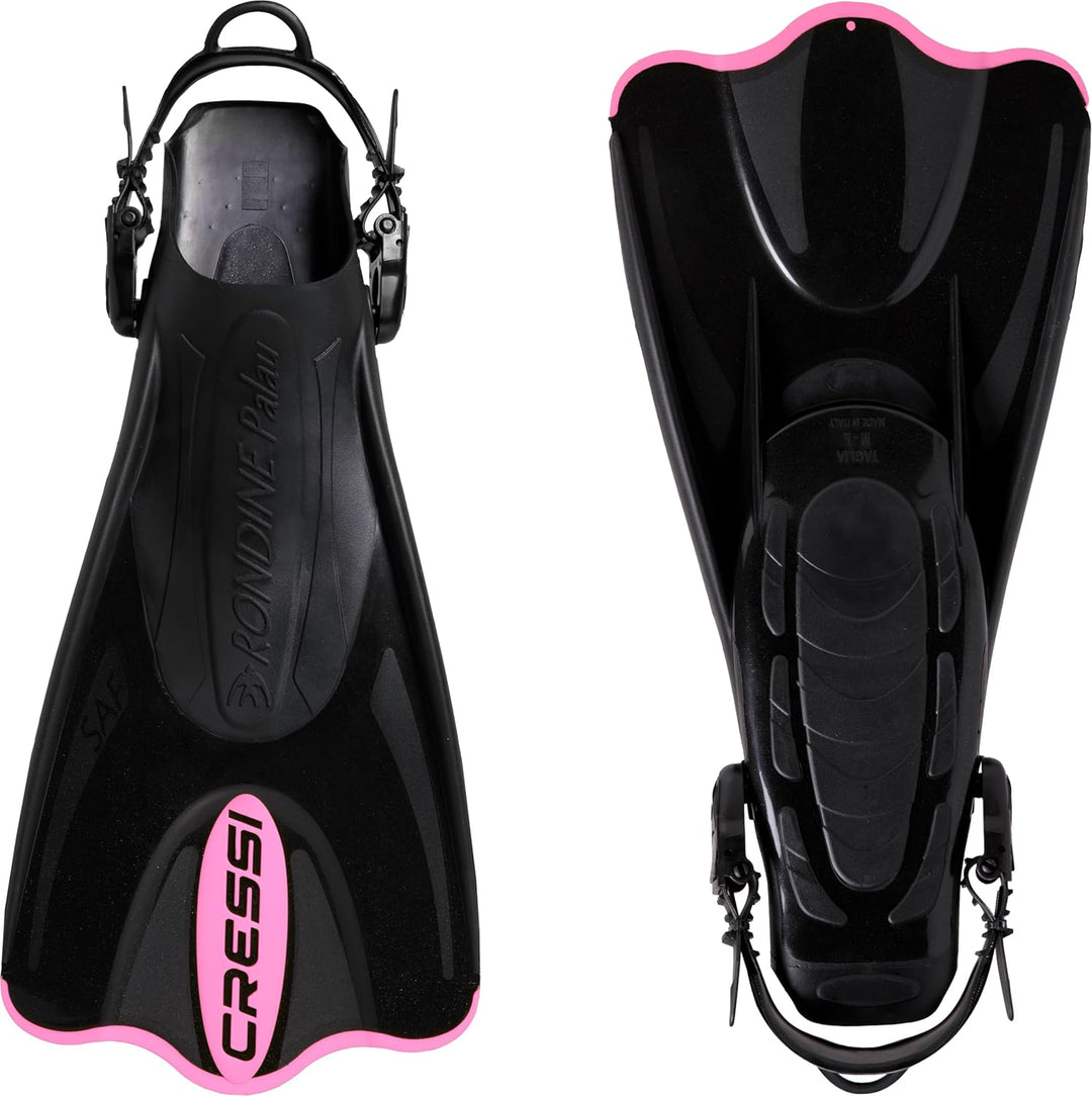 Cressi Palau Saf Fins Einstellbare Kurze Flossen zum Schwimmen und Schnorcheln Schwarz/Rosa XS-S, Sc