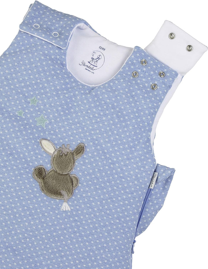 Sterntaler Baby-Schlafsack, Esel Emmi, Reissverschluss und Knöpfe, Grösse: 50/56, Hellblau & Schlafs
