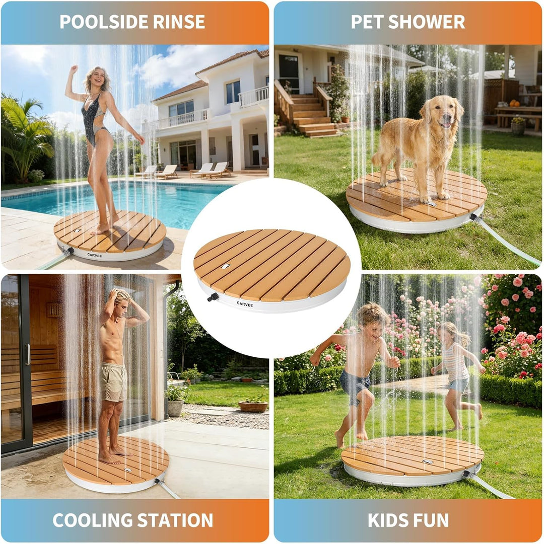 Gartendusche Outdoor bis 4.5 m Fontänenhöhe, Bodendusche Aussendusche mit Fussrad, Verstellbare Font