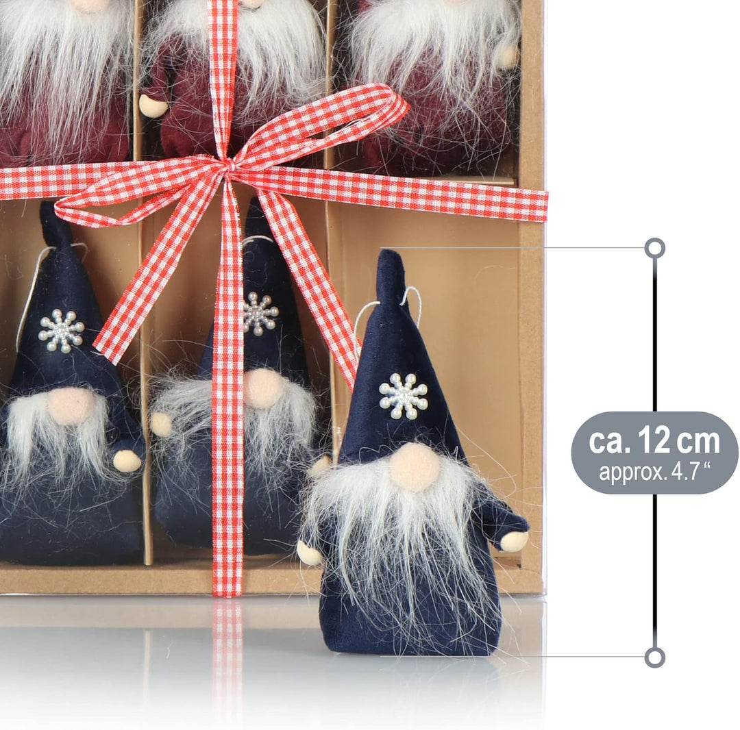 com-four® 12x Premium Weihnachtsmann-Anhänger 12cm - Deko für den Weihnachtsbaum, Christbaum-Figuren