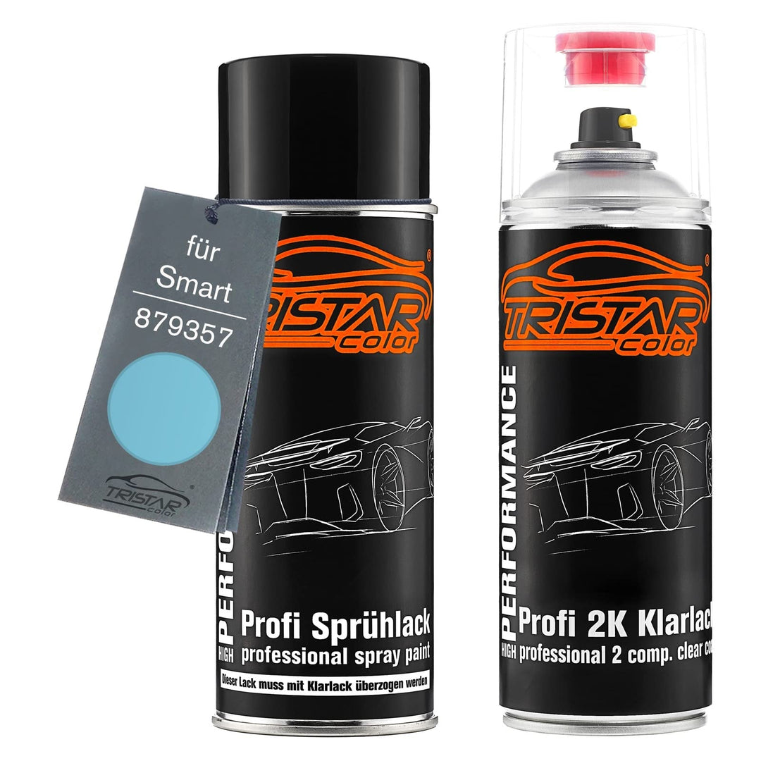 TRISTARcolor Autolack 2K Spraydosen Set für Smart 879357 Gulf Blau Basislack 2 Komponenten Klarlack