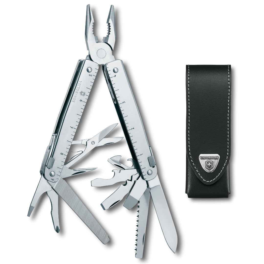 Victorinox Multifunktionstool, SwissTool, Multitool Messer, 26 Funktionen, Kombi-Spitzzange, Festste