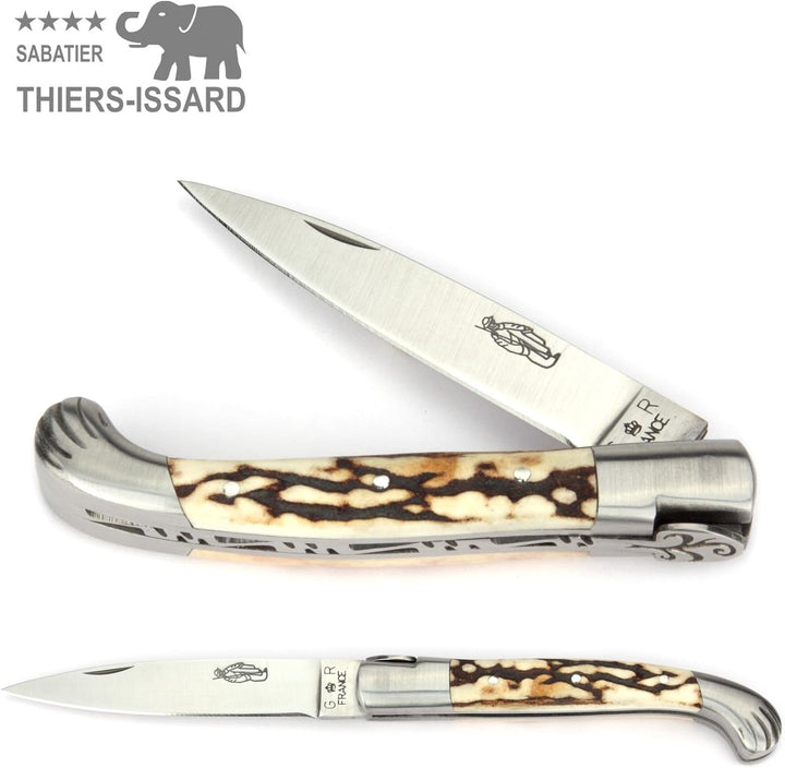 Thiers-Issard Voyageur - 10 cm Jakobsweg Taschenmesser - Griff Hirschhorn - Messer Klinge 8,5 cm 12C