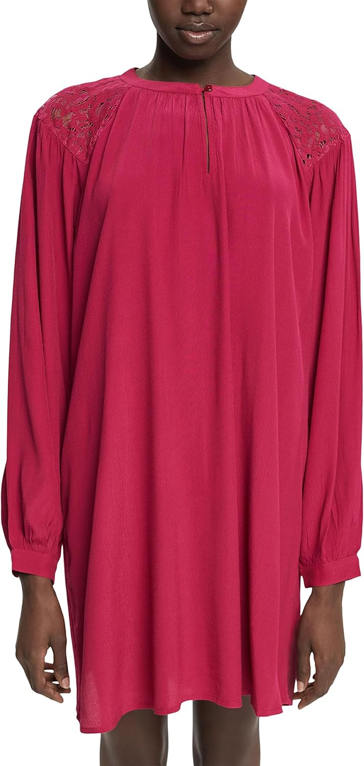 ESPRIT Kleid mit Spitzendetails XS 615/Cherry Red, XS 615/Cherry Red