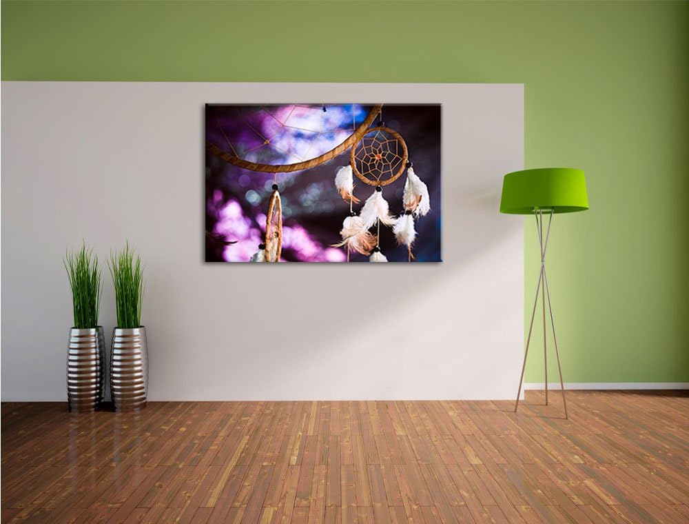 Pixxprint Traumfänger mit lilanem Hintergrund, Format: 100x70 auf Leinwand, 100x70