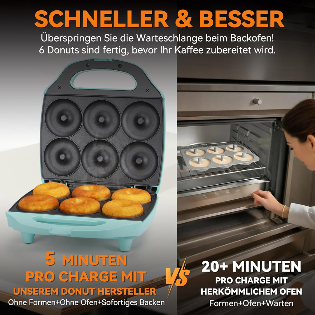 Baker’s Friend Mini Donut Maker Maschine für zu Hause, 6 x 7.5 cm Mini Donuts Maker Maschine für Fam
