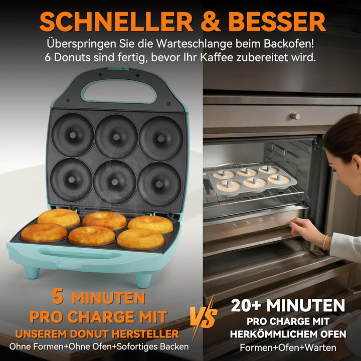 Baker’s Friend Mini Donut Maker Maschine für zu Hause, 6 x 7.5 cm Mini Donuts Maker Maschine für Fam
