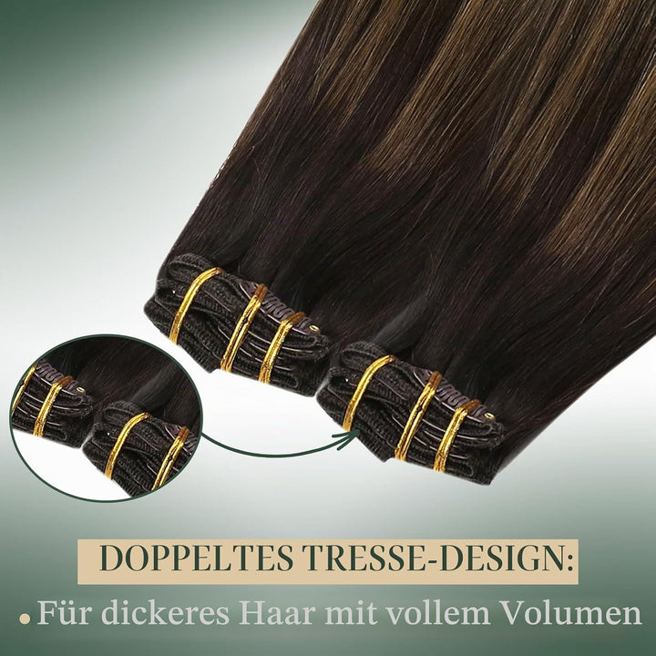 Ugeat Remy Echthaar Extensions Clip in 40cm Clip in Extensions Echthaar Dick 120 Gramm 7 Stücke Bala