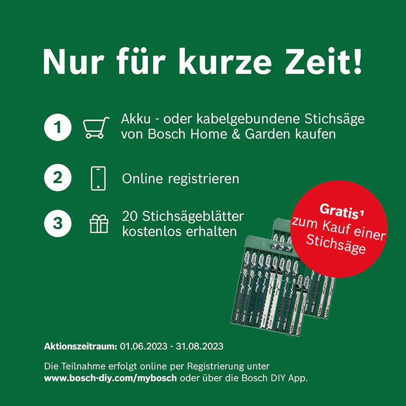 Bosch Akku Stichsäge EasySaw 18V-70 (2,0 Ah Akku, 18 Volt System, mit 1 Stichsägeblatt, Ladegerät AL