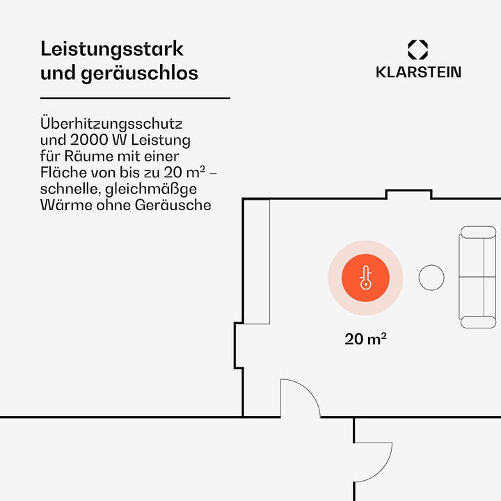 Klarstein Elektroheizung, Konvektor-Heizung mit, Mobile Elektroheizung Energiesparend, Leise Heizung