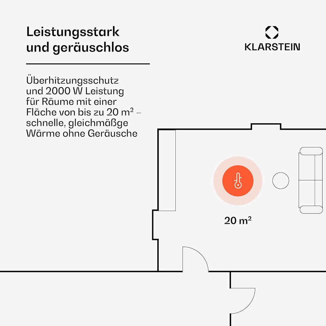 Klarstein Elektroheizung, Konvektor-Heizung mit, Mobile Elektroheizung Energiesparend, Leise Heizung