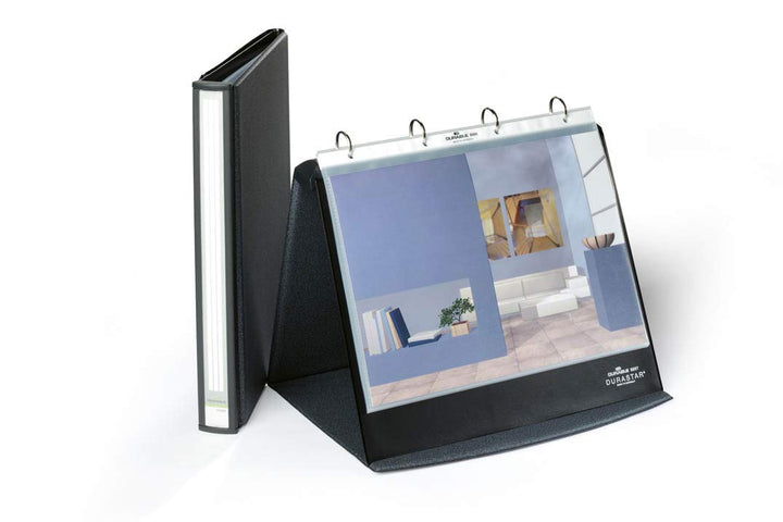 Durable Tisch-Flipchart Durastar, mit 10 PP-Hüllen, A4 quer, beschriftbar & erweiterbar, basalt, 856