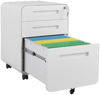 Abschliessbarer Rollcontainer mit 3 Schubladen – Mobiler Aktenschrank aus Metall mit 5 Sicherheitsro