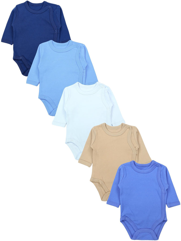 TupTam Baby Unisex Langarm Wickelbody Print/Uni 5er Pack 56 Junge 6, 56 Junge 6