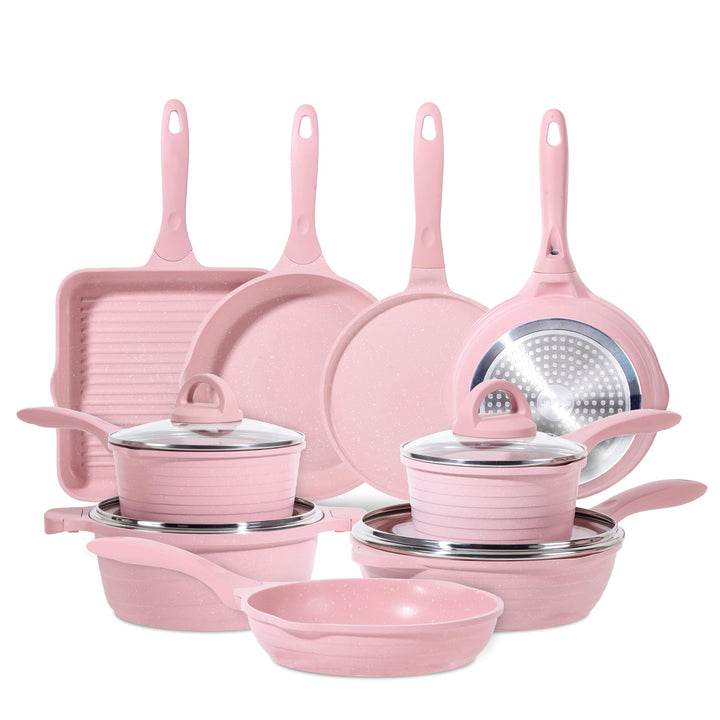 JEETEE Familie Topfsets Pfannenset 23-Teilig, Antihaft-Granit Topf und Pfannenset, Topfset Induktion