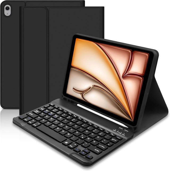 iPad Air 5 Hülle mit Tastatur für iPad Air 6 11 Zoll, Deutsches Taststur Hülle für iPad Air 11 Zoll