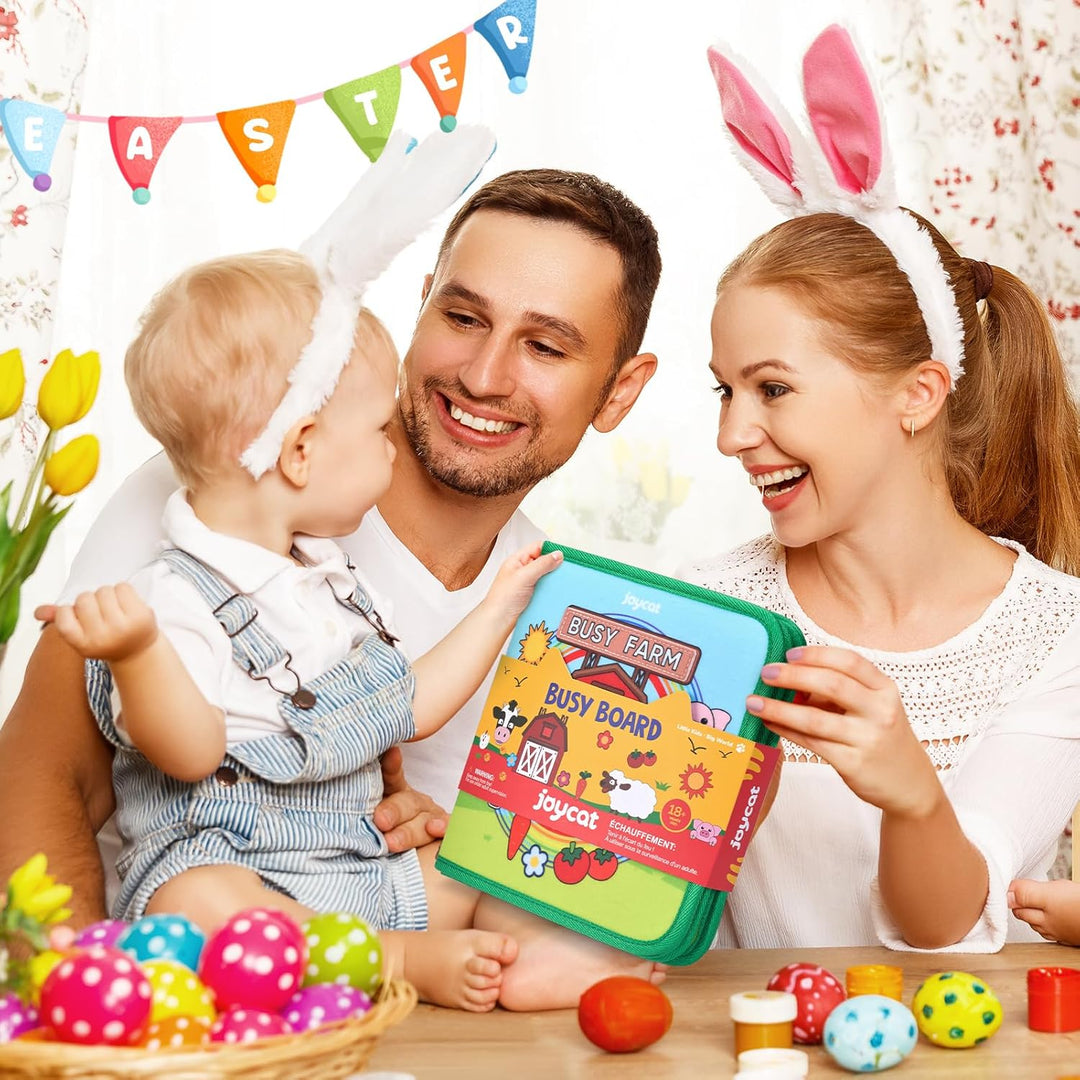 JoyCat Busy Board Montessori Spielzeug ab 1 Jahr, Bauernhof Quiet Book Busy Book für Autofahrten, Re