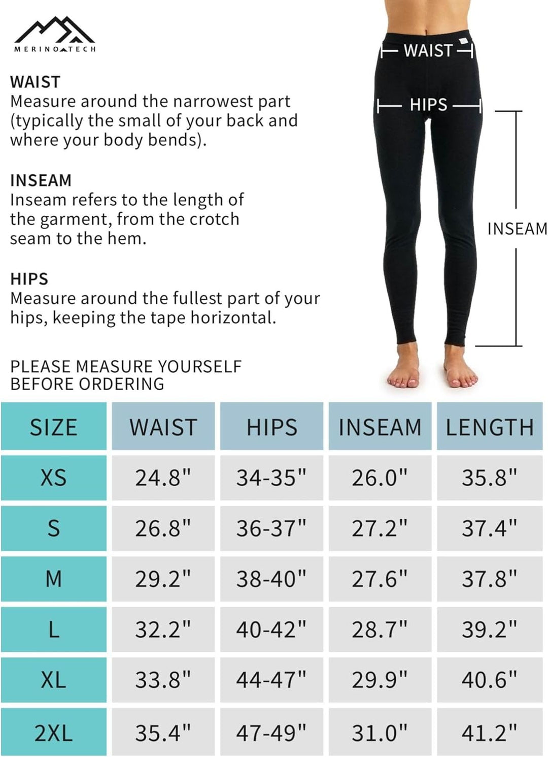Merino Wolle Thermounterwäsche Damen - Merino Unterhose Damen Merino Leggings + Wollsocken XS 165 Bu