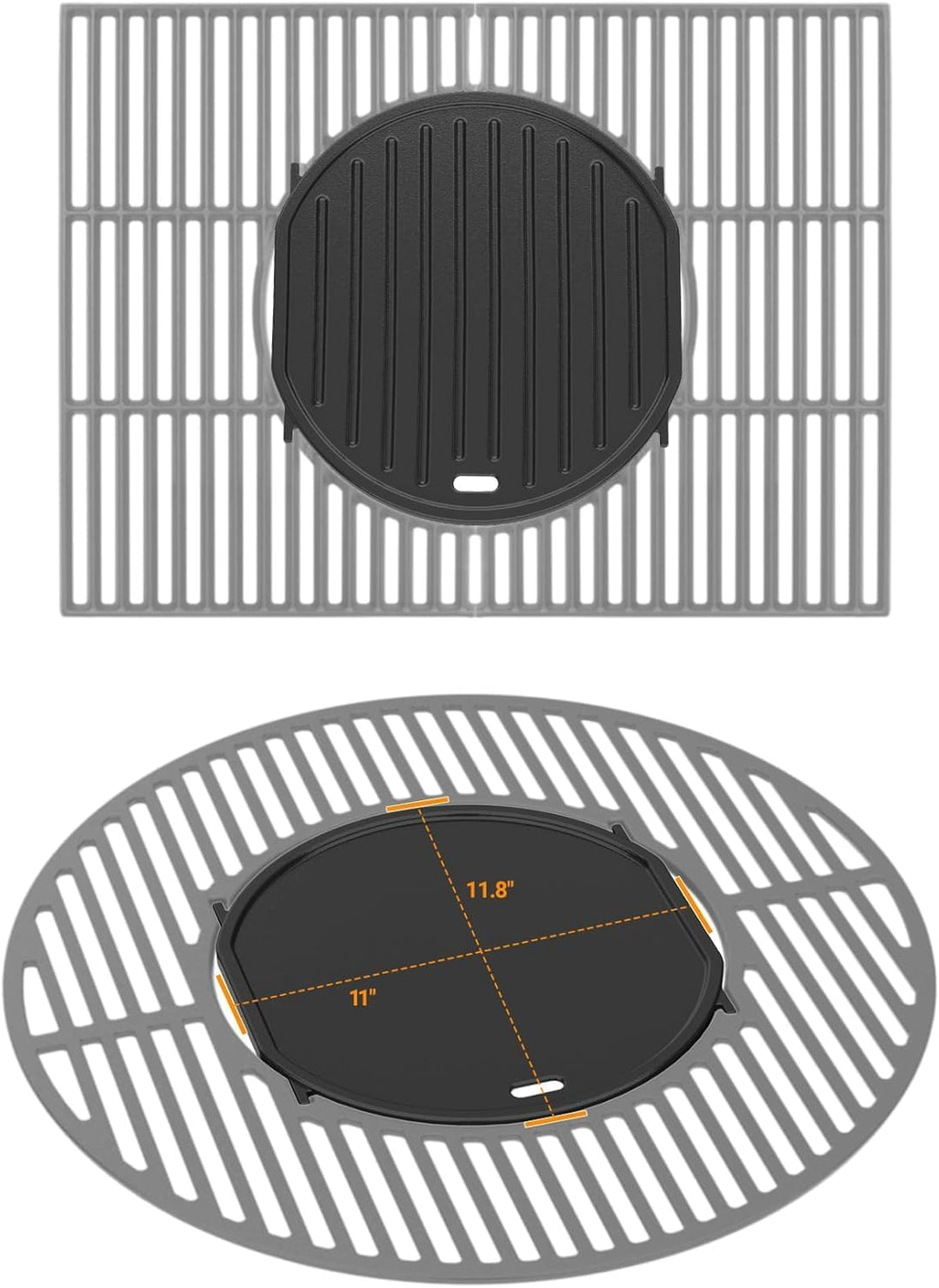 onlyfire Gusseisen Grillplatte für Weber Gourmet BBQ System, Wendeplatte für Weber GS4 Spirit II 200