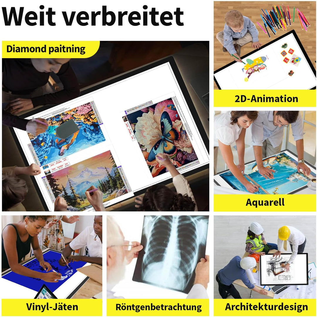 elice Wiederaufladbare grosse A1 leuchttisch,6000mAh Batteriebetriebener,3-Farben-Lichtmodi,Leuchtta