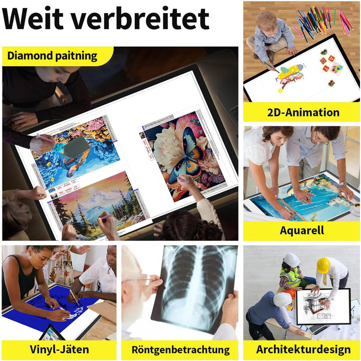 elice Wiederaufladbare grosse A1 leuchttisch,6000mAh Batteriebetriebener,3-Farben-Lichtmodi,Leuchtta