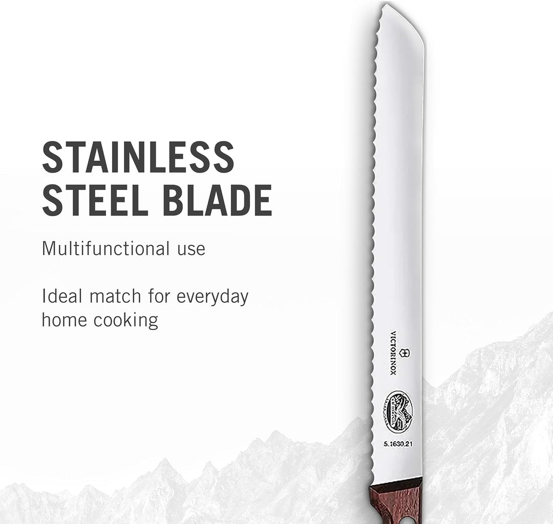 Victorinox Wood Küchengarnitur, Messer Set 2-teilig, Brotmesser, Tranchiermesser, Extra Scharf, Edle