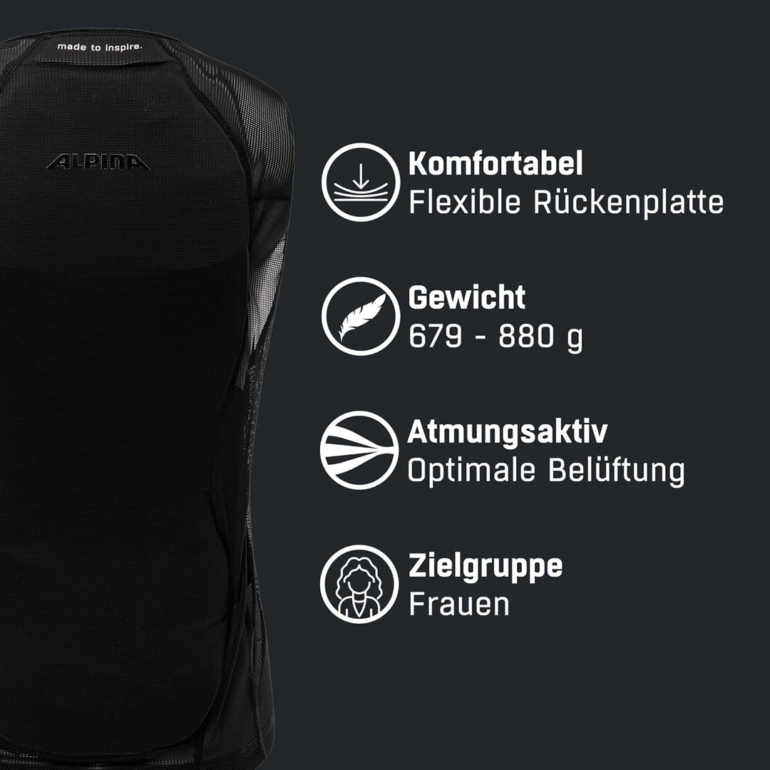 ALPINA PROSHIELD WOMEN VEST - Flexibler, Atmungsaktiver &amp; Individuell Einstellbarer Rückenprotektor