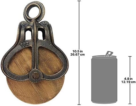 Design Toscano Vintage-Rad Bauernhofflaschenzug Industrielles Dekor, 25,5 cm Large, Large