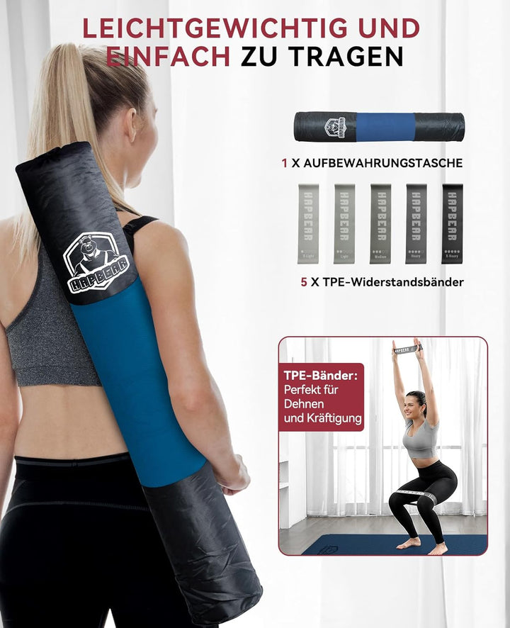 HAPBEAR Yogamatte XXL - 183cmx91cmx6mm Dicke, Extra Gross Rutschfest Breit Yoga Matte, Gymnastikmatt