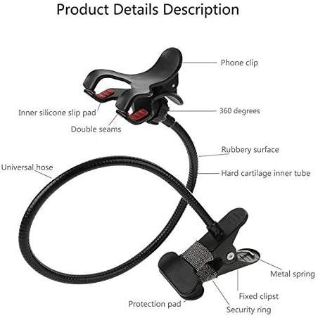 Flexible Metal Long Arm Lazy Bracket Holder with Phone Clamp & Desk Clip. Multi-Function: Desktop, B