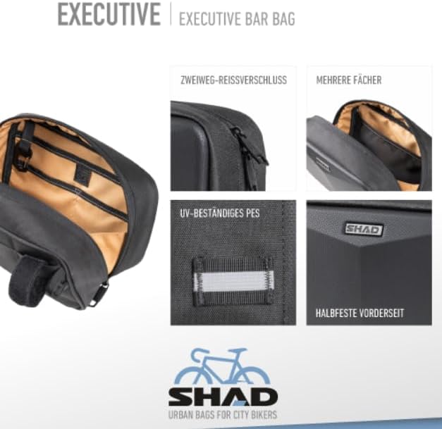 SHAD Bikes - fahrradtasche Lenker klein Executive Bar Bag 3L - Lenkertasche Fahrrad Klein Wasserdich