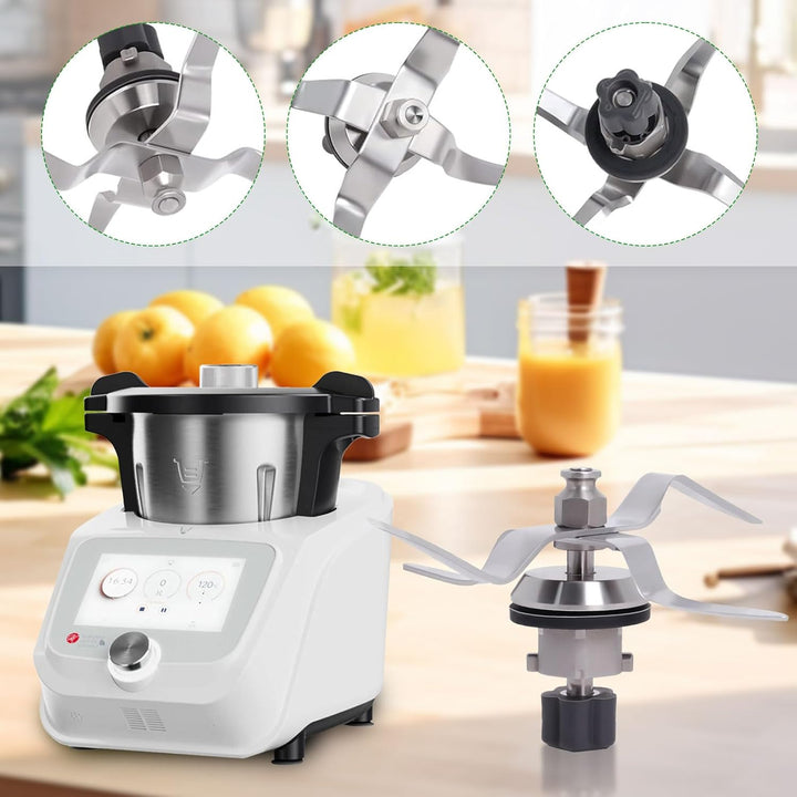 Edelstahl Ersatzmesser + Reinigungsbürste Für Silvercrest Monsieur Cuisine Connect und Monsieur Cuis