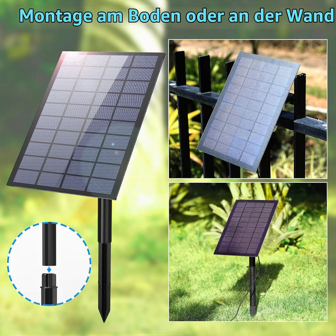 AISITIN 7W DIY Solar Springbrunnen, Upgrade Solar Teichpumpe mit 1.5m Wasserleitung und Feste Pfähle