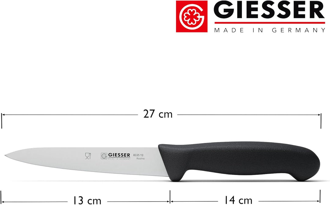 Giesser seit 1776 - Made in Germany - Allzweckmesser schwarz, Basic Black, Klinge 13 cm, rutschfest,