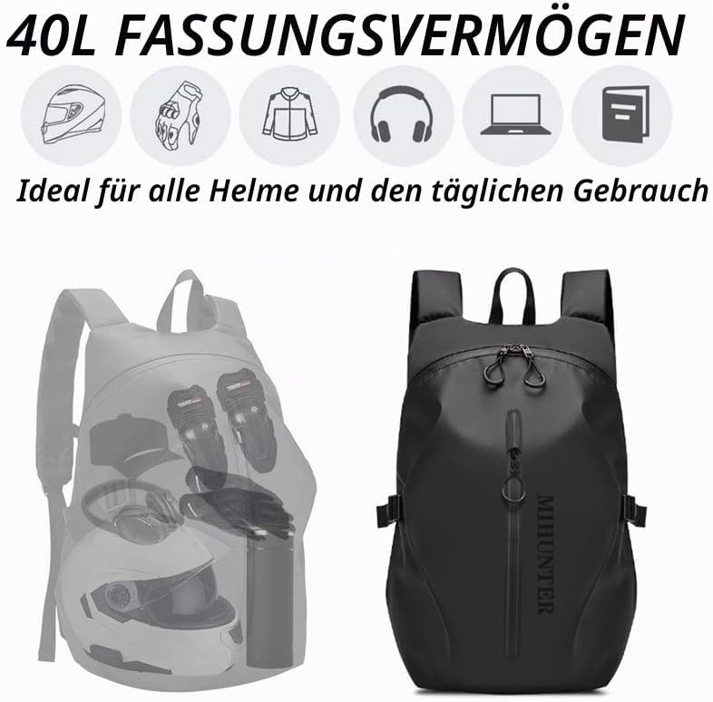 Motorrad Rucksack,Motorradrucksack,40L,Rucksack Motorrad,Rucksack Wasserdicht Motorrad,Grosse Kapazi