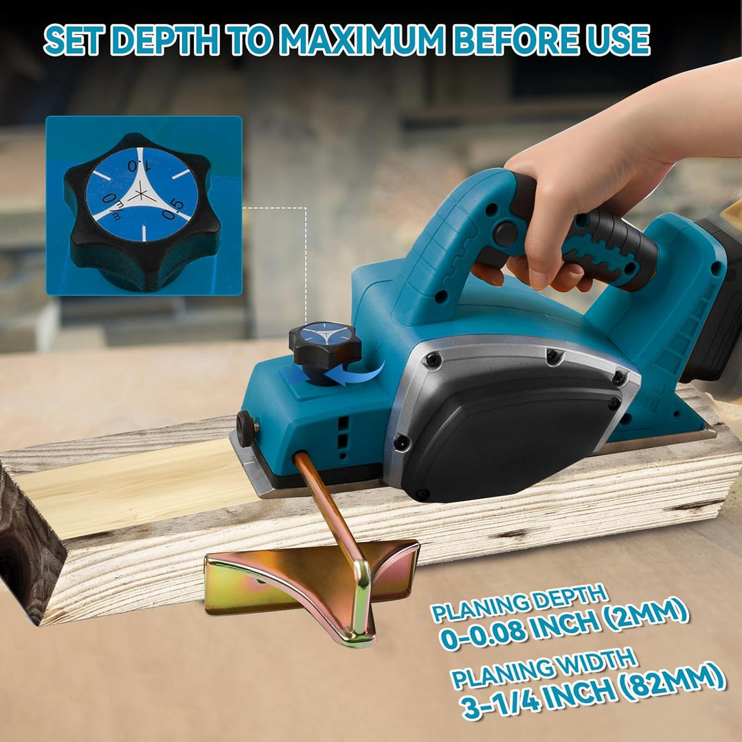 Kabellose elektrische Hand-Planer kompatibel mit Makita 18V Batterie, 15000RPM bürstenlose Power Hol