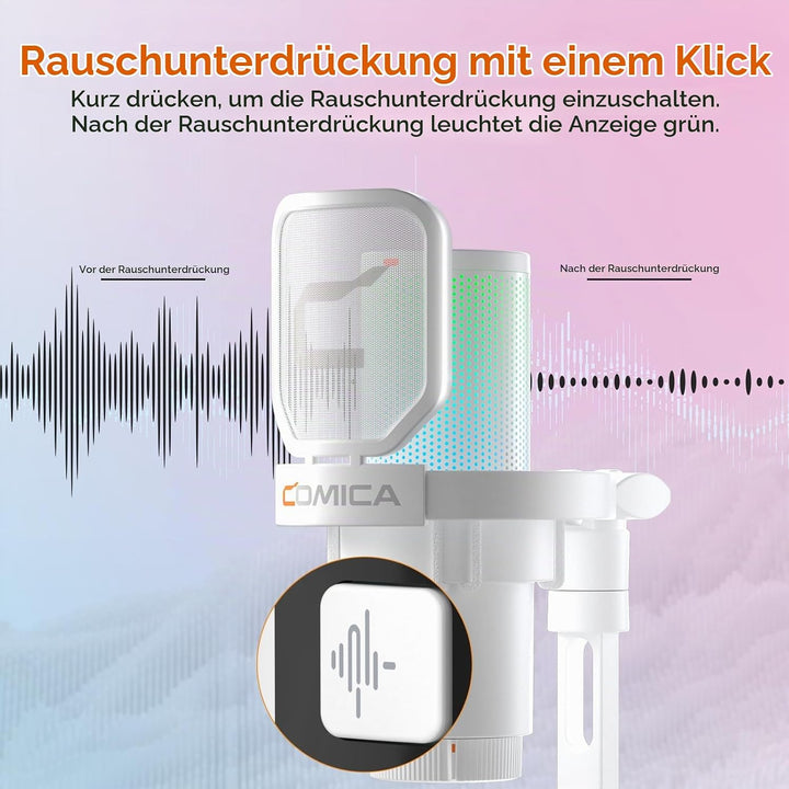COMICA EJoy Uni USB Gaming Mikrofon für PC mit Rauschunterdrückung, Monitor, Gain, Stummschaltung, R