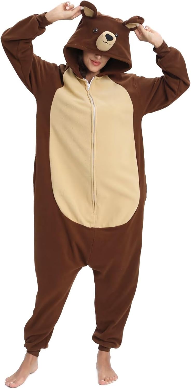 Tier Onesie Karneval Halloween Kostüm Cosplay Schlafanzüge Erwachsene S Zip Bär, S Zip Bär