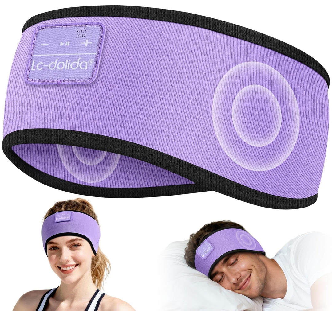LC-dolida Schlafkopfhörer Bluetooth Stirnband Kopfhörer, Ultraweiche Bambus-Baumwoll Schlafkopfhörer