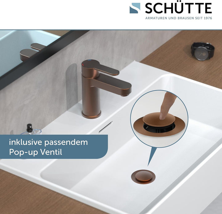 Waschtischarmatur ELEPHANT, Badarmatur, Einhebelmischer mit Ablaufgarnitur, Kupfer, Kupfer