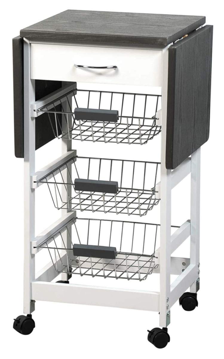 Kesper | Küchenwagen, Material: Holz, Masse: 45/97 x 37 x 75,5 cm, Farbe: Weiss, Grau | 25816 13