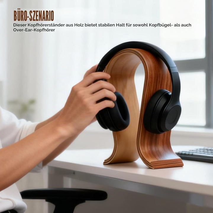 Kopfhörer Ständer Holz, Kopfhörerständer Aus Walnuss U Form, Stabiler Kopfhörer Halter Eleganter Hea