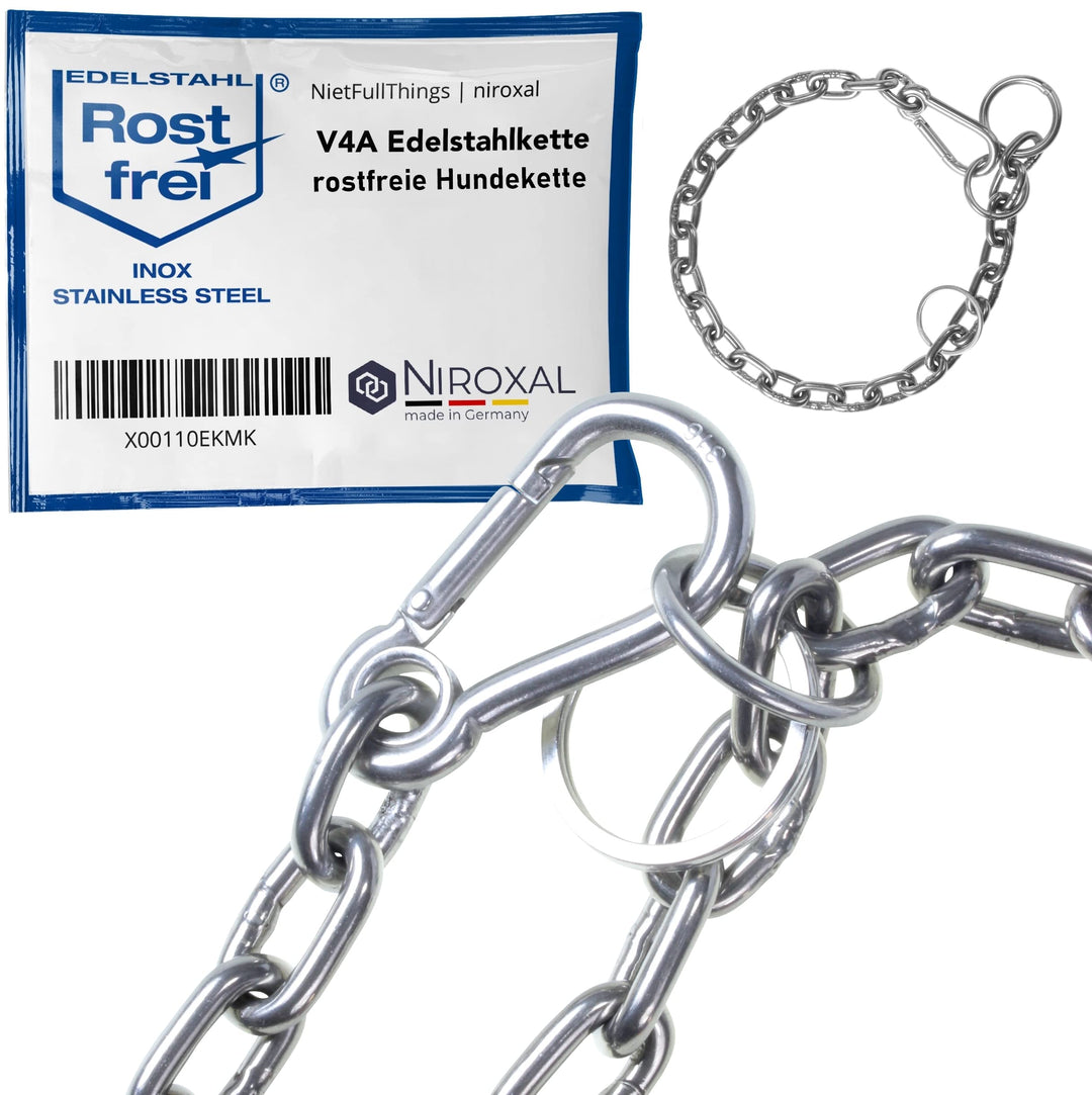 rostfreie Kombikette für Hunde - das ORIGINAL mit Zugstop - Edelstahl Hundekette Ketten Halsband kur
