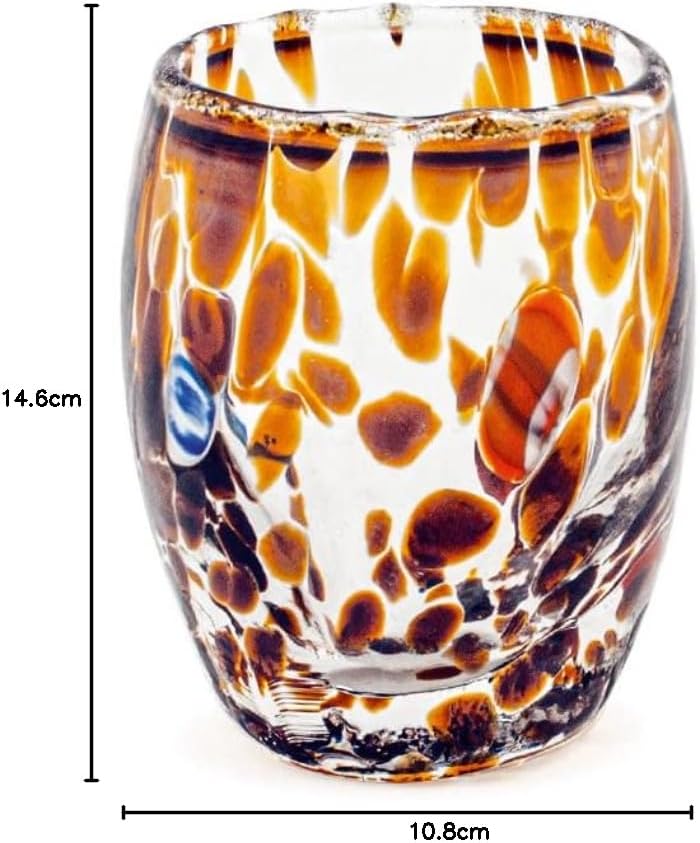 H&h set 6 bicchieri veneziano in vetro decorato multicolore cl 5