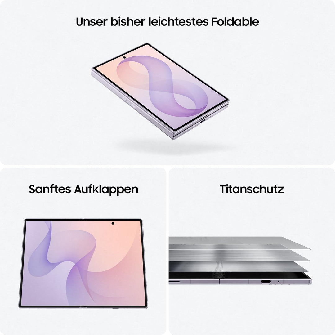Samsung Galaxy Z Fold8 Smartphone, 256 GB Speicher, 12 GB RAM, Lavender | Android AI Handy, Klapp-Sm