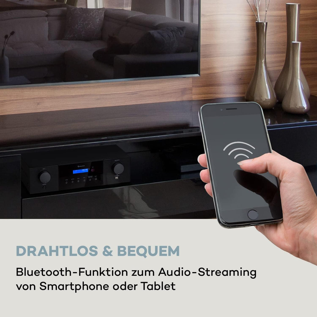 Auna AMP-4000 DAB HiFi-Stereo-Verstärker, DAB+-Radio, USB Fernbedienung, Amplifier mit LED-Display,