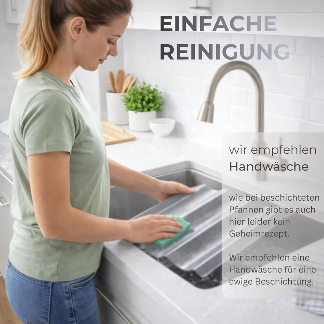Baguette Backform Edelstahl I perforierte Baguette Backform für 3 Baguette Laibe 39 x 25cm I Baguett