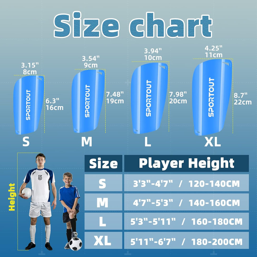 Sportout Schienbeinschoner Kinder Fussball, Schienbeinschoner Fussball Herren mit Anti-Rutsch Ärmel,