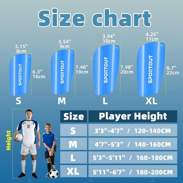 Sportout Schienbeinschoner Kinder Fussball, Schienbeinschoner Fussball Herren mit Anti-Rutsch Ärmel,